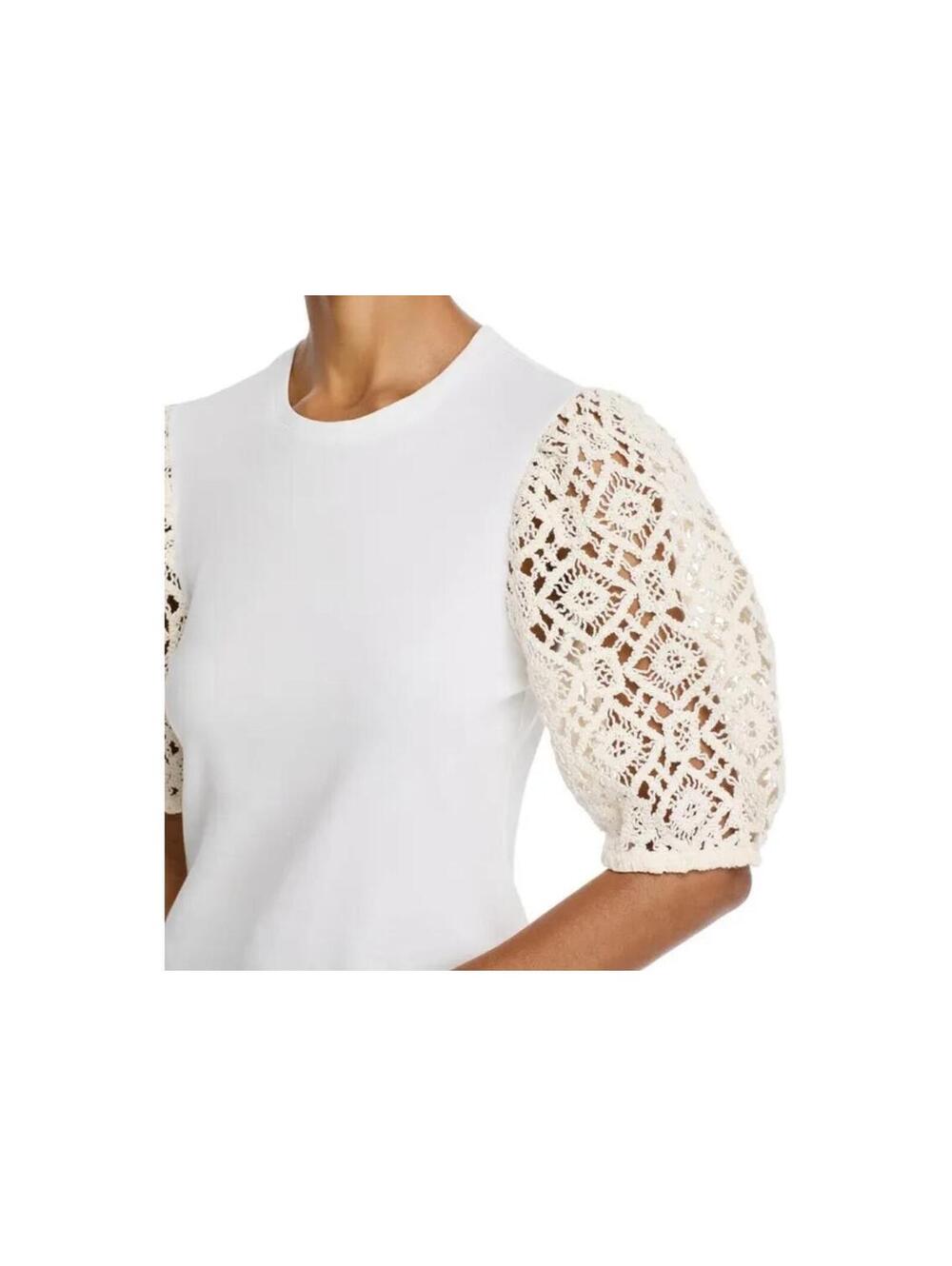 Cinq a sept - White top with off white knitted sleeves